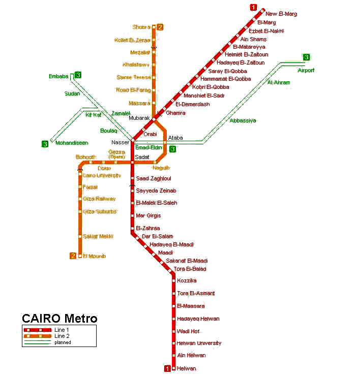 Mapa - Plano del metro del Cairo